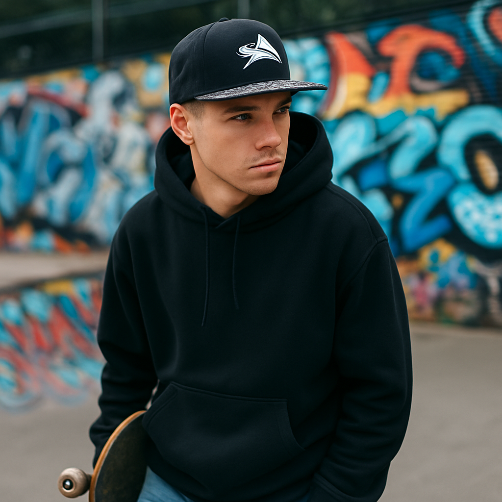 Fitwell Back Embroidery & Pattern Brim Snapback Hat