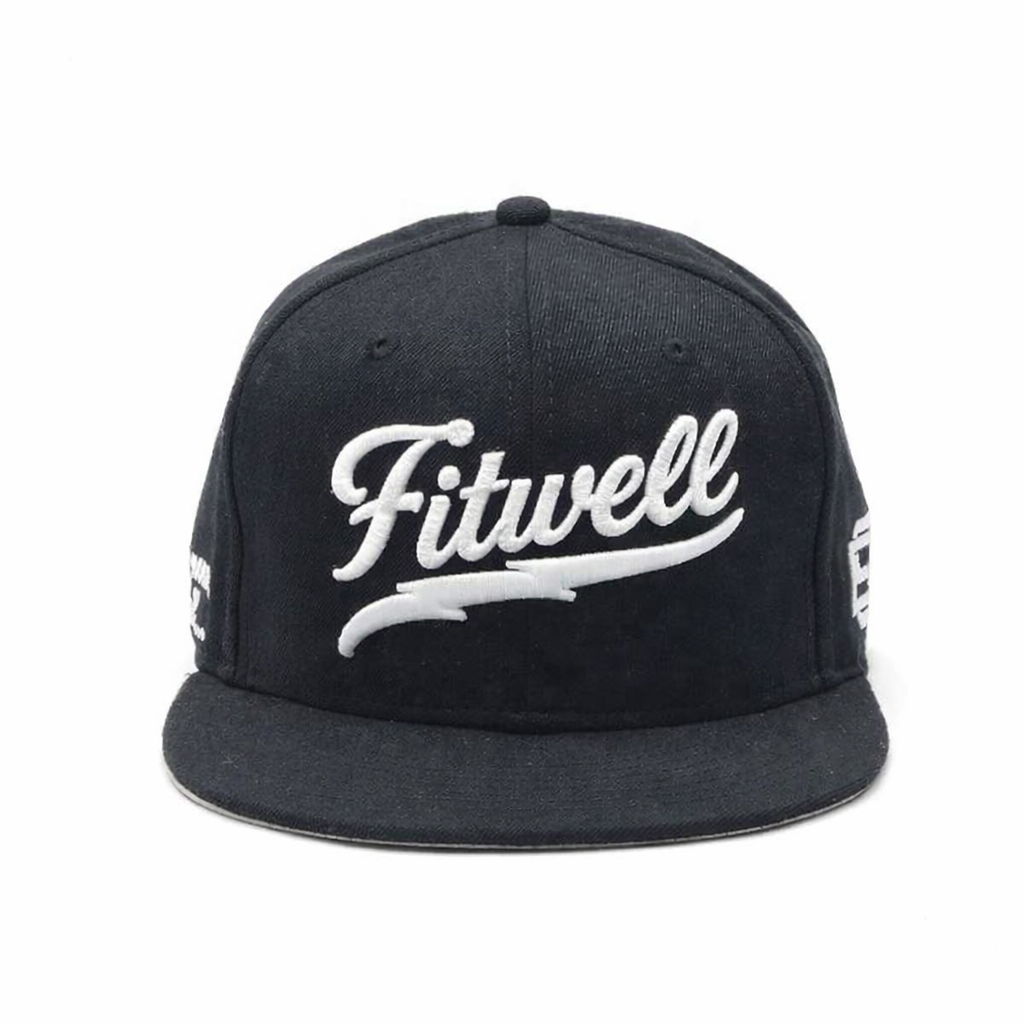 Dnine Black 3D Embroidered Flat Bill Snapback Cap