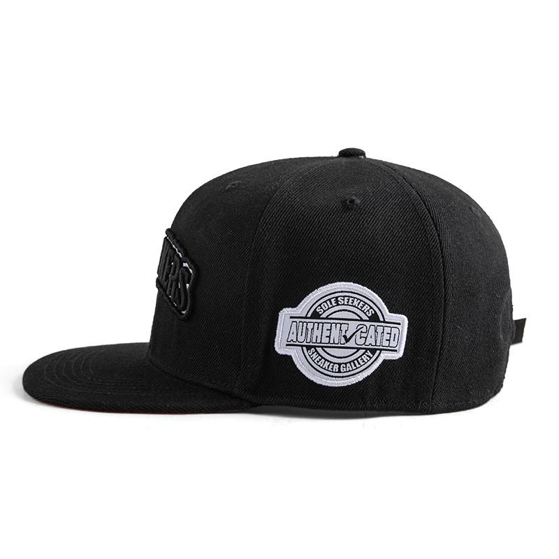 Black 6-Panel Snapback Hat with Raised Sole Seekers Embroidery