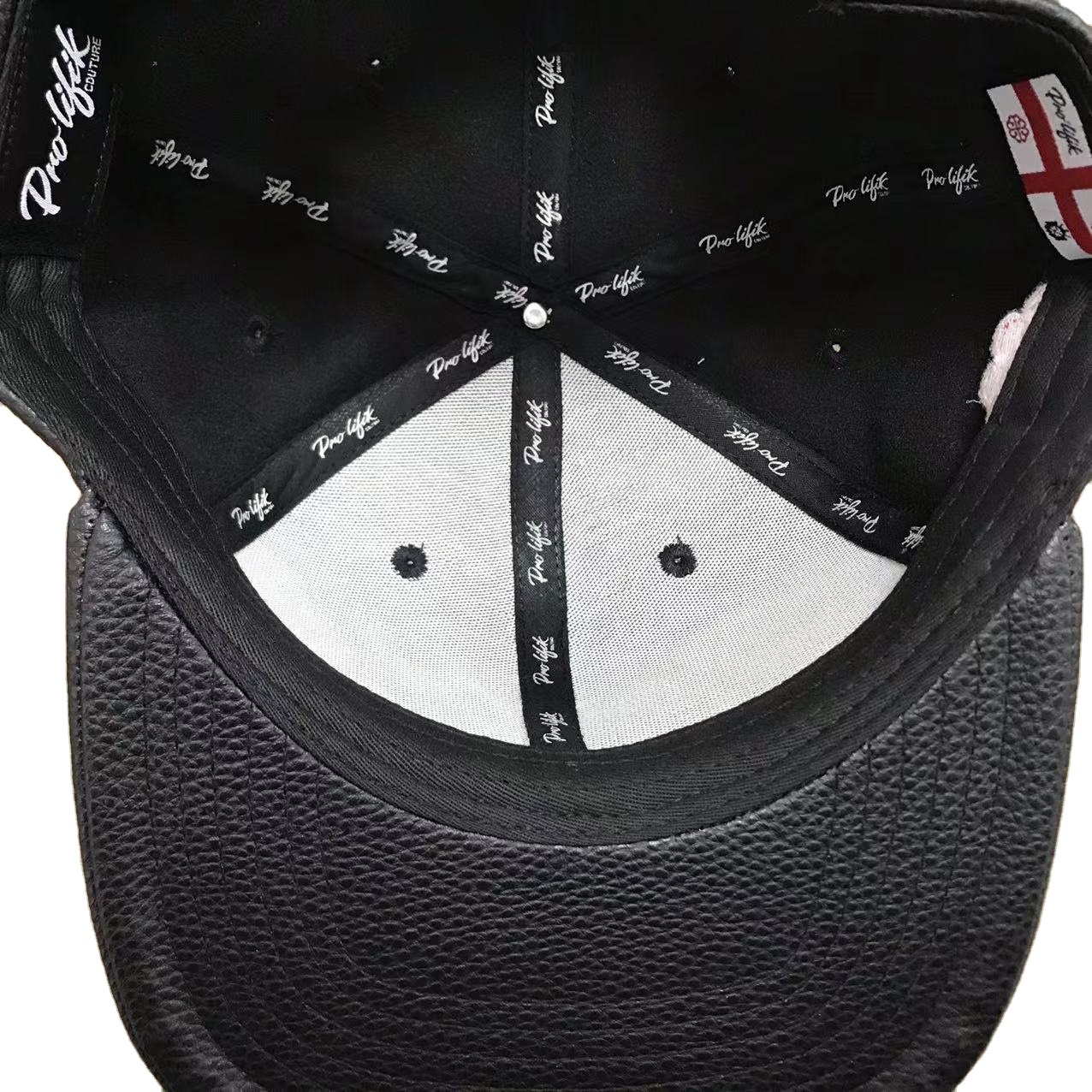 Black Faux Leather Snapback Hat with 3D Pro·lifik Embroidery