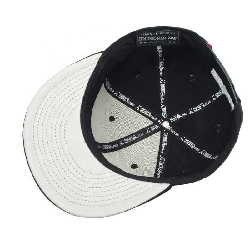 Dnine Black 3D Embroidered Flat Bill Snapback Cap