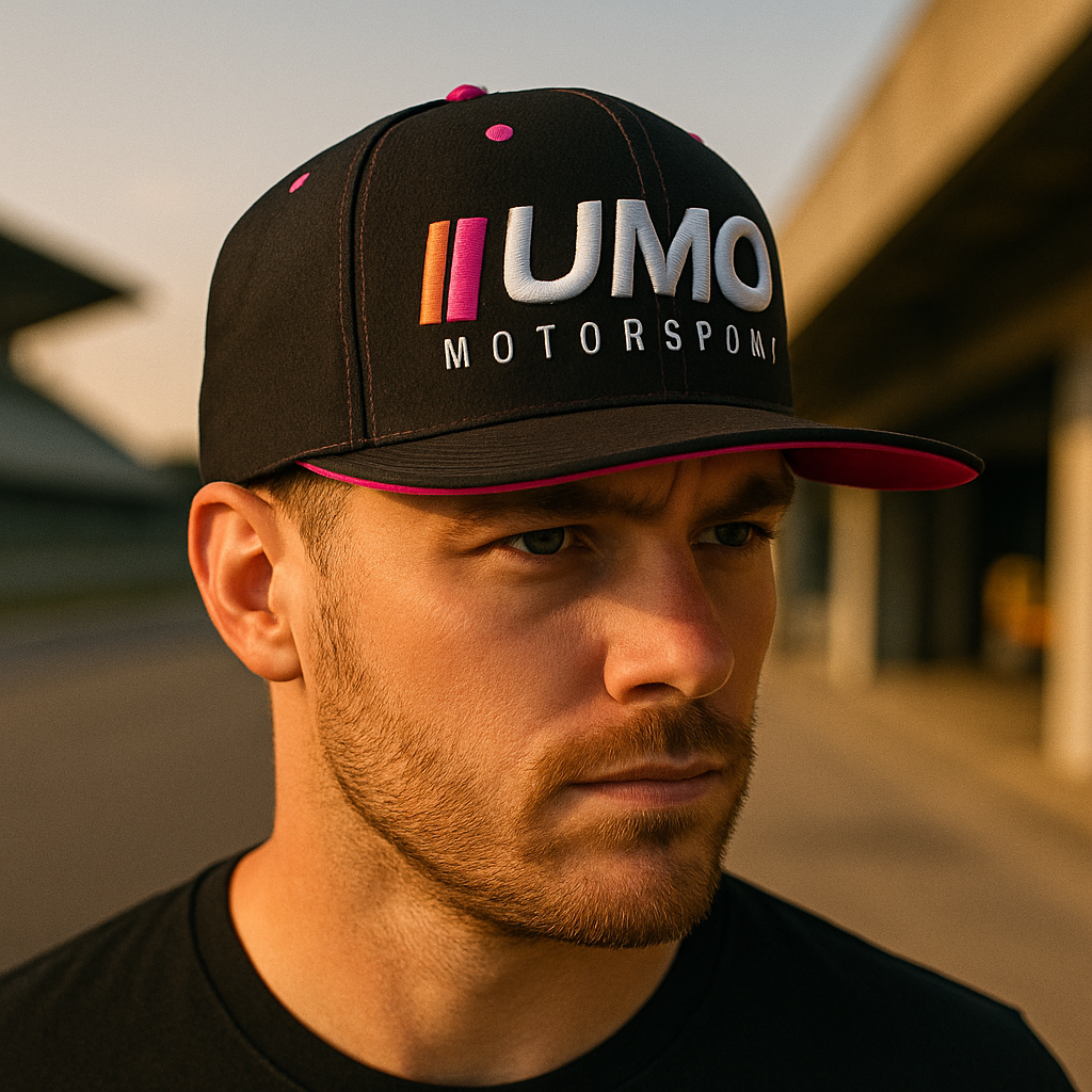 LUMO Motorsport Snapback Hat with 3D Embroidery – Black & Neon Pink