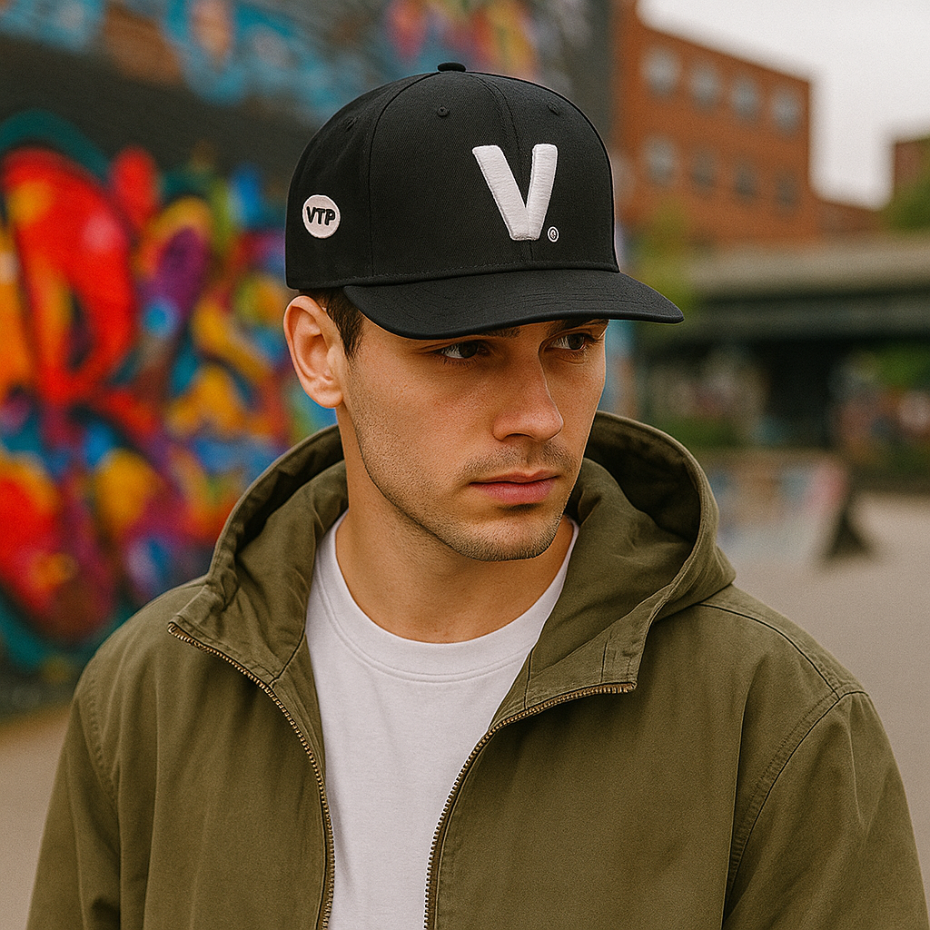 VTP Logo V Embroidered Black Snapback Hat
