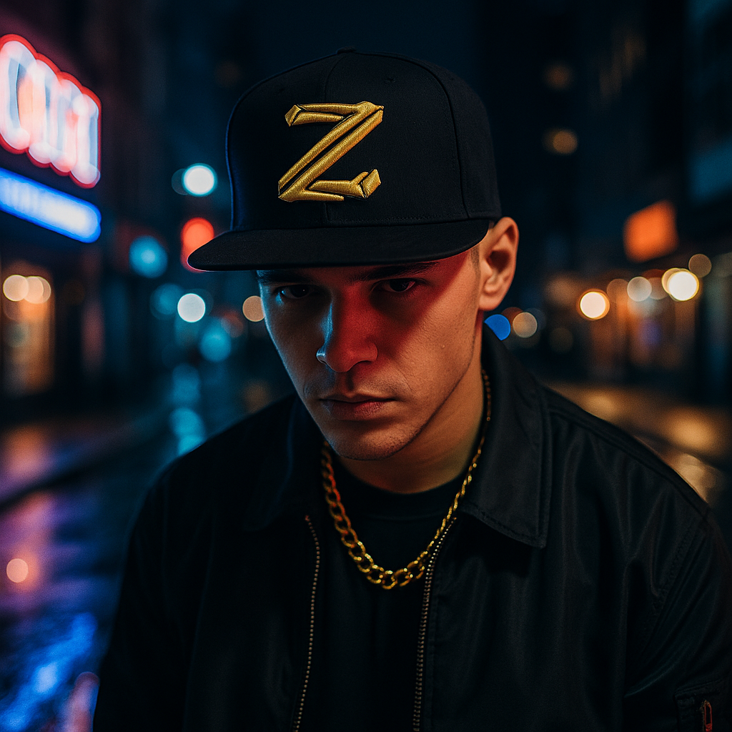 Black Snapback Hat with Yellow “NZ” 3D Embroidery – Custom Streetwear Flat Brim Cap