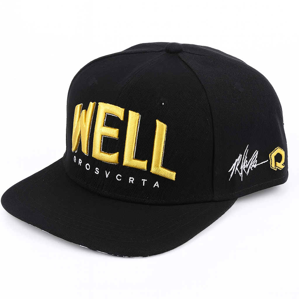 Black Snapback Hat with Graffiti Style 3D Embroidery – Urban Streetwear Cap