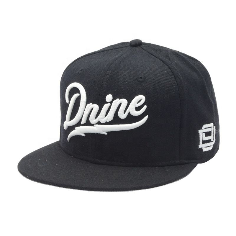 Classic Dnine Black Snapback Hat – Stylish 3D Embroidered Streetwear Cap