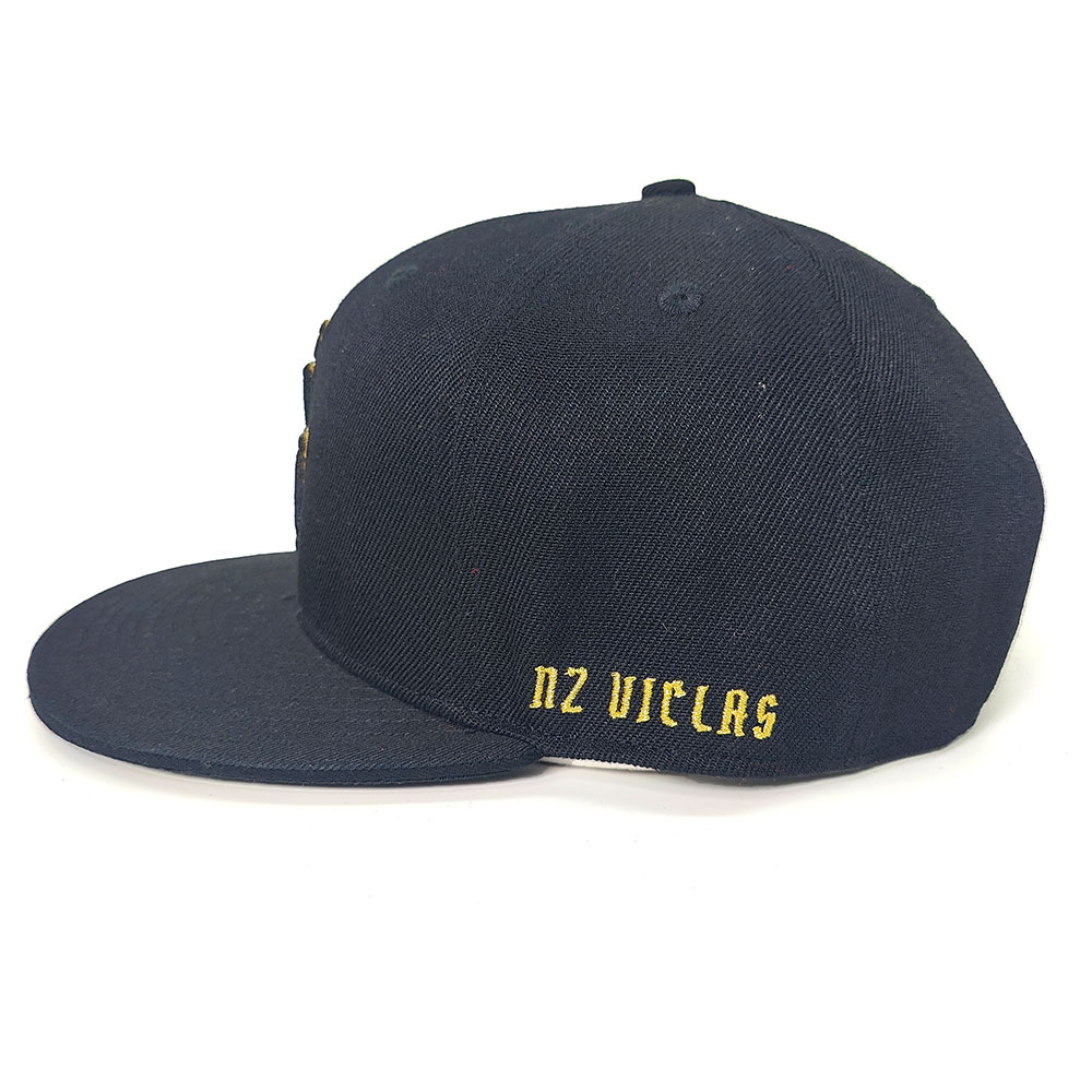 NZY Monogram Black Snapback Hat with Yellow Accent Embroidery