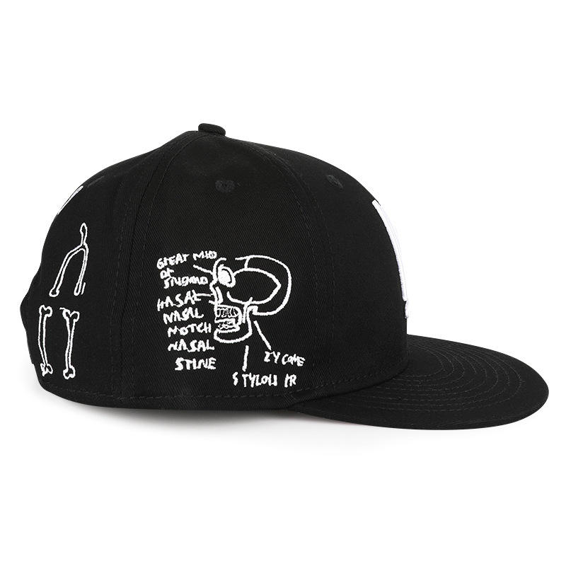 Black FW Embroidered 6‑Panel Snapback Hat