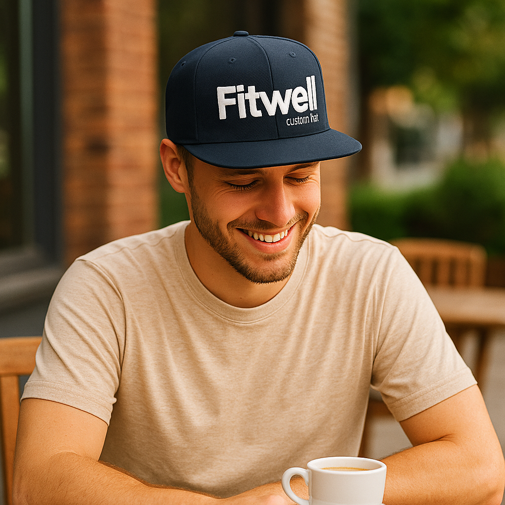 Fitwell Classic Flat Brim Snapback with White Embroidered Logo