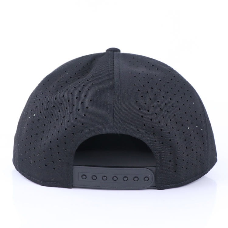 Premium All-Black Flat Brim Snapback Hat with Bold 3D Logo Embroidery