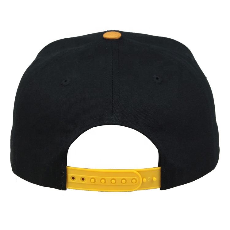 Black Flat Brim Monogram Embroidered Snapback Cap