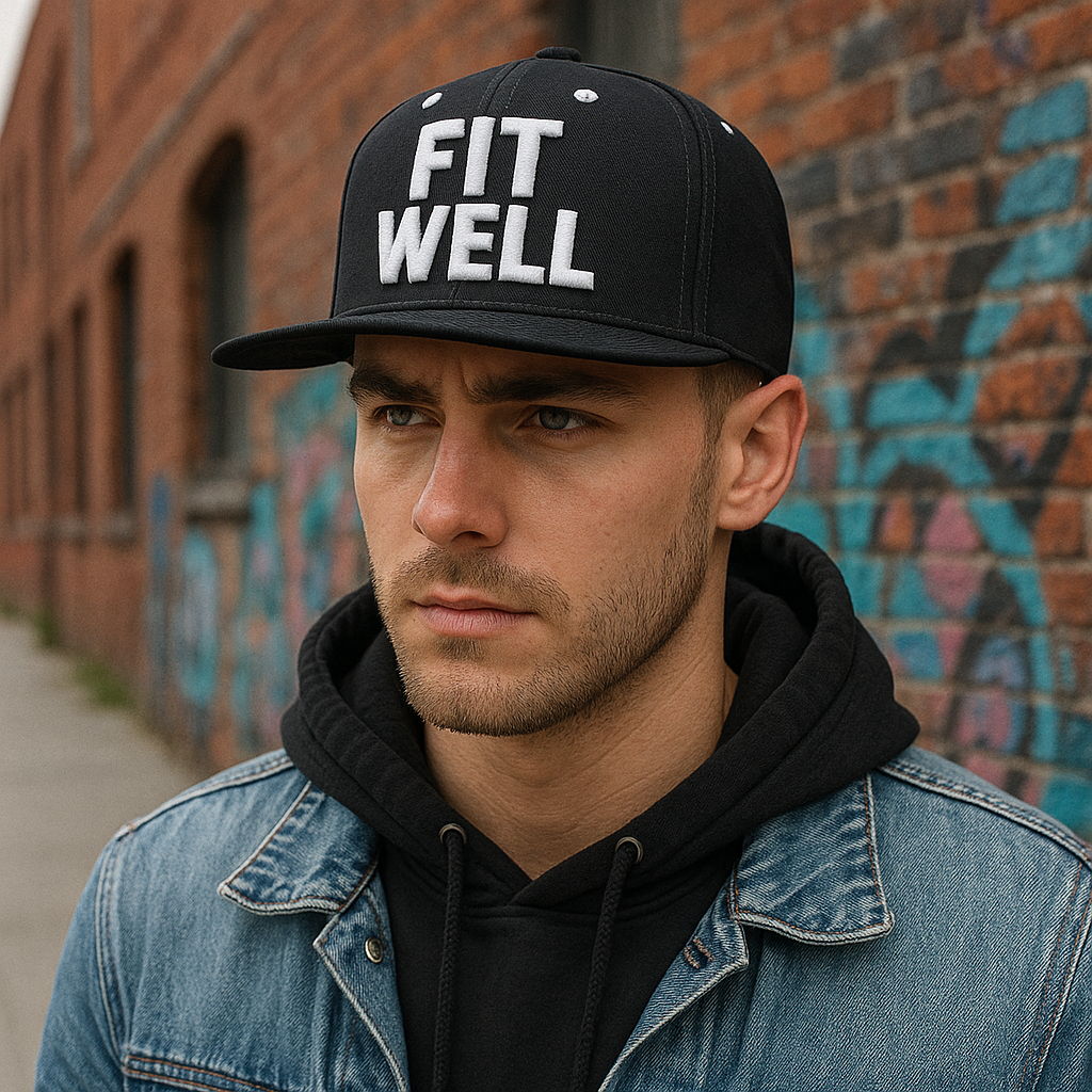 Custom 3D Embroidered Snapback Hat – Black 6 Panel Streetwear Design