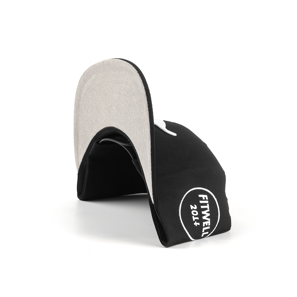 Black Snapback Hat with Mustache Embroidery – 6 Panel Streetwear Cap