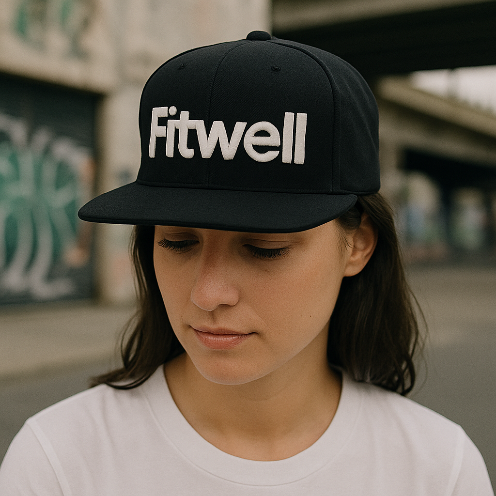 FITWELL Embroidered Letter Flat Brim Hat – Urban Fashion Black Adjustable Cap