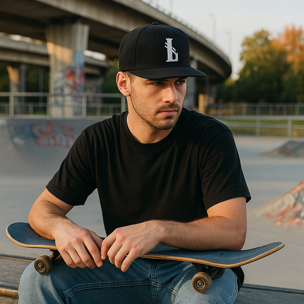 Urban Raised Logo Flat‑Brim Cap