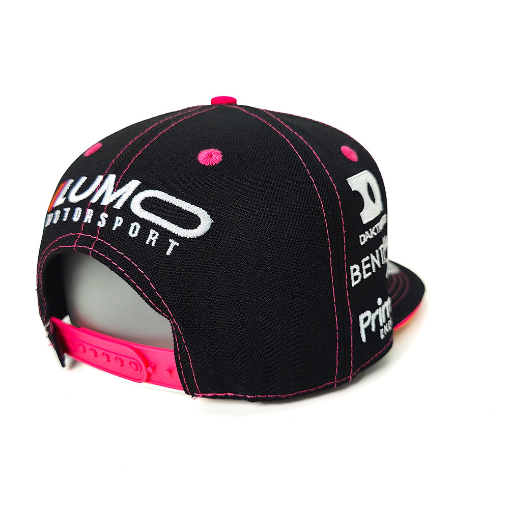 LUMO Motorsport Snapback Hat with 3D Embroidery – Black & Neon Pink