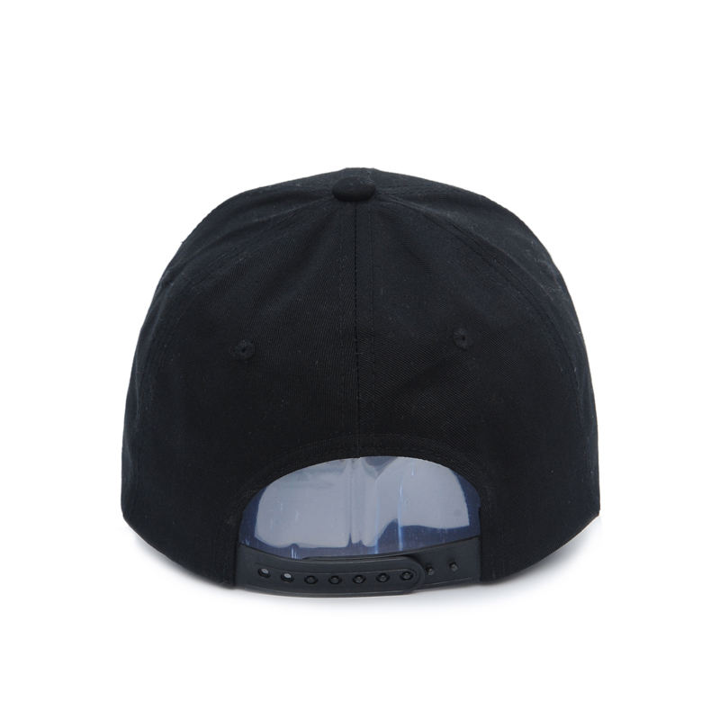 Black Flat Brim Snapback Cap with Bold Letter D 3D Embroidery Logo