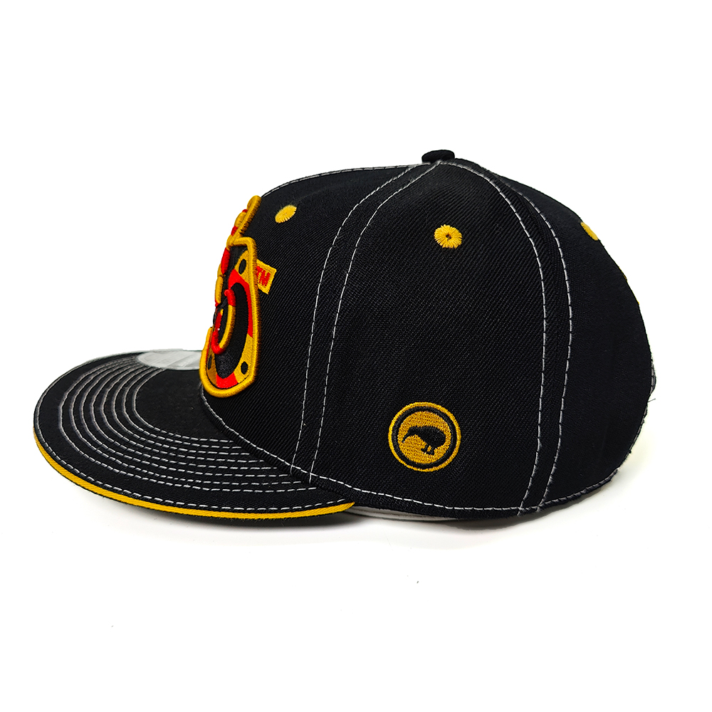 Urban Black 6-Panel Snapback Cap with Bold 3D Embroidery
