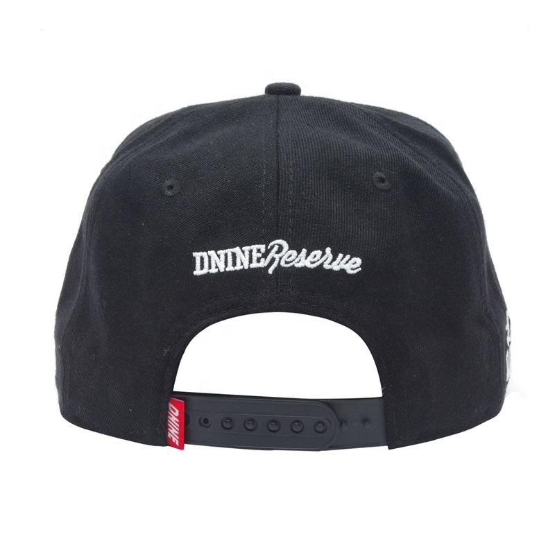 Classic Dnine Black Snapback Hat – Stylish 3D Embroidered Streetwear Cap