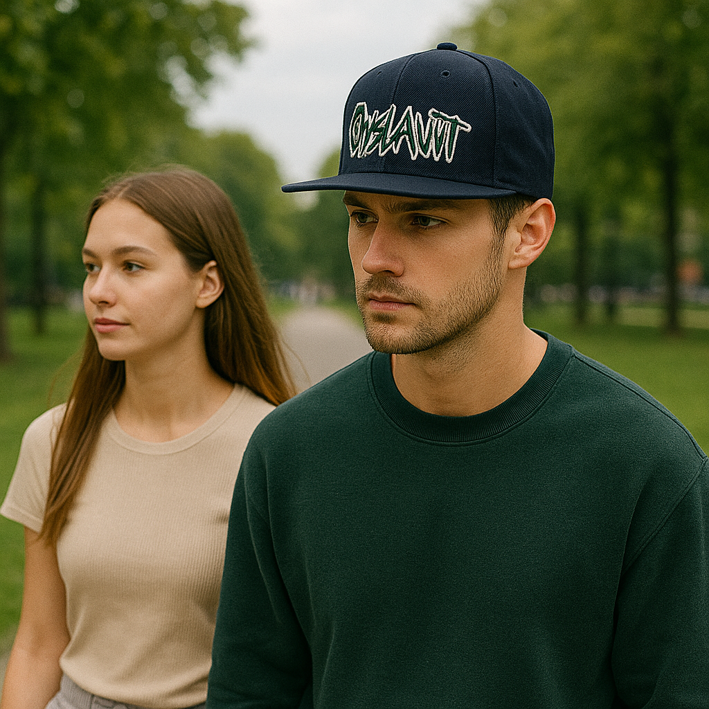 Black Flat Brim Cap with 3D Embroidered ONSLAWT Logo – Streetwear Style