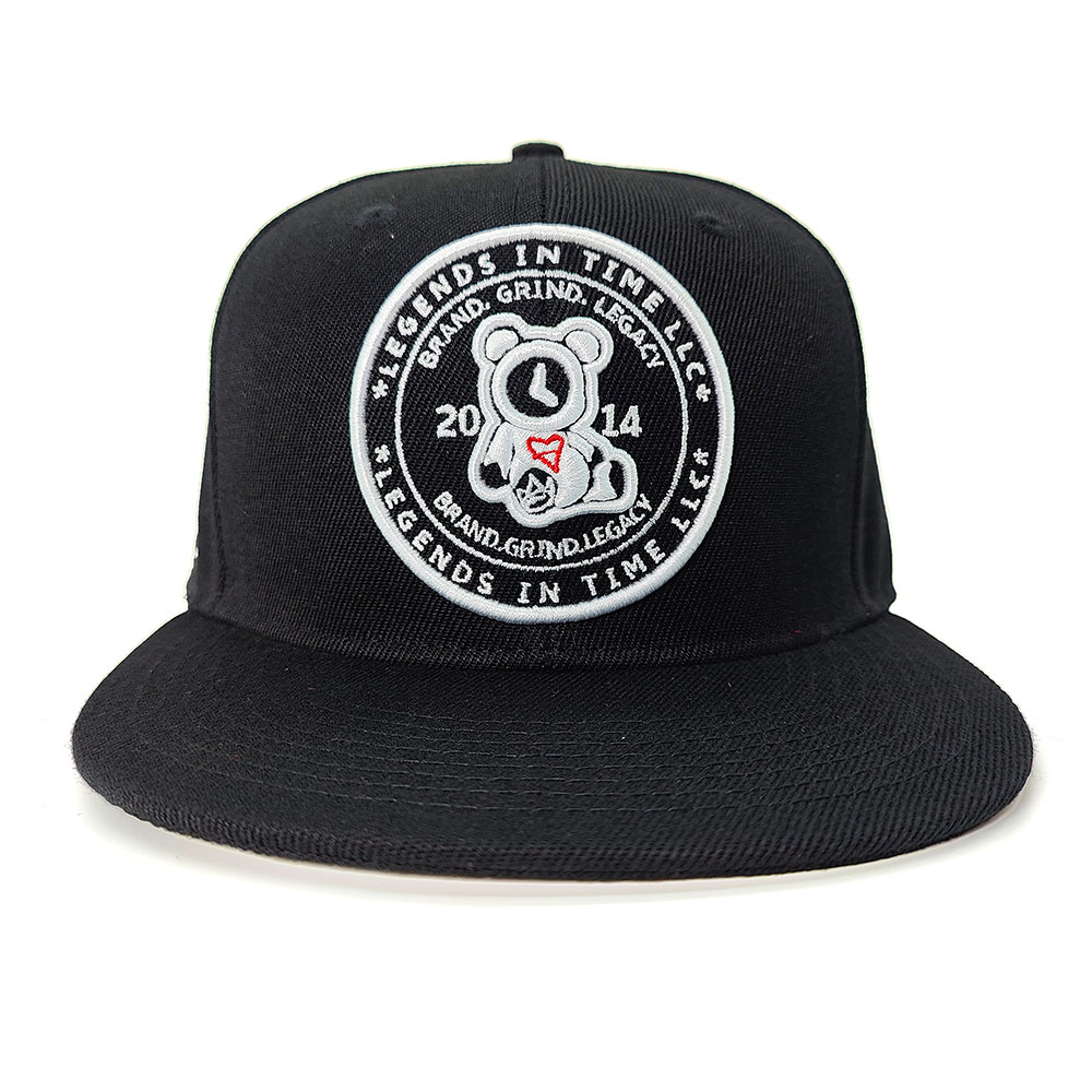 Black Snapback Hat with Embroidered Bear Logo Patch – Legends In Time Design