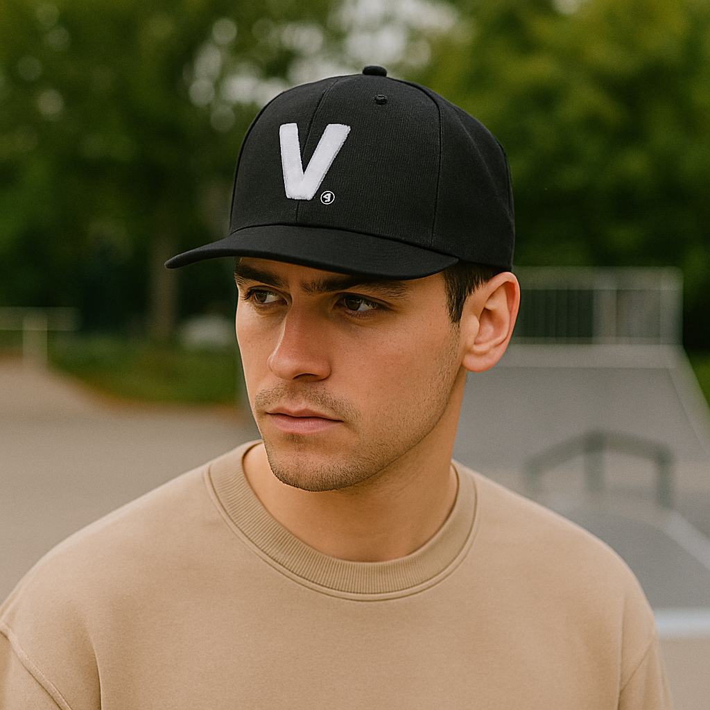VTP Logo V Embroidered Black Snapback Hat