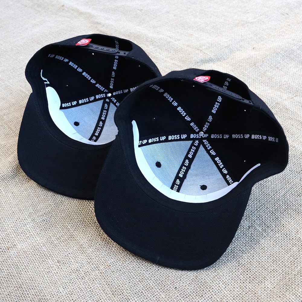 Bold Black Snapback Hat with 3D Embroidered Streetwear Logo