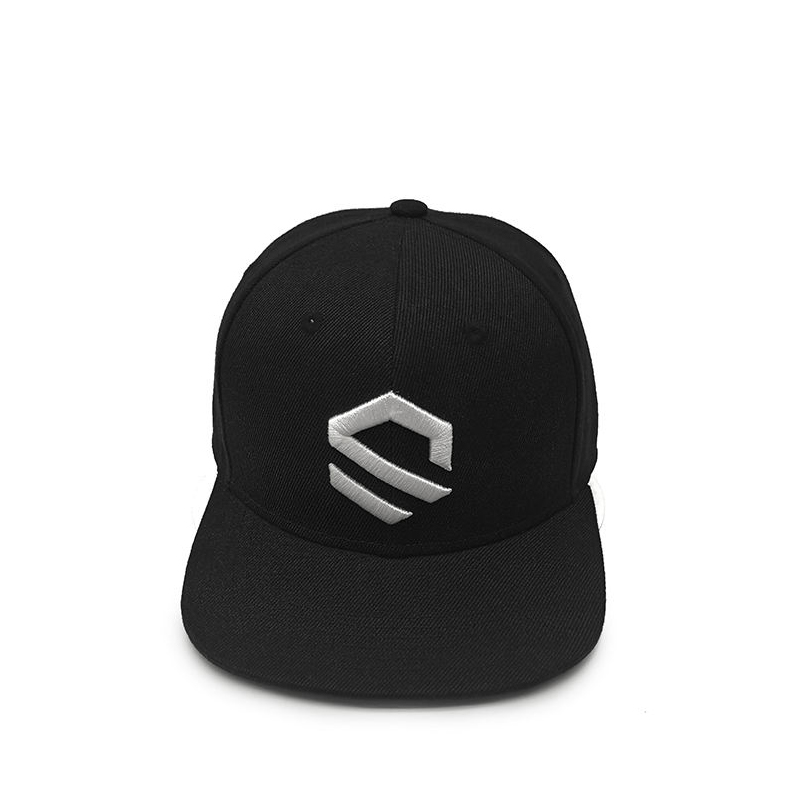 Geometric Logo 3D Embroidered Snapback Cap – Black 6 Panel Design