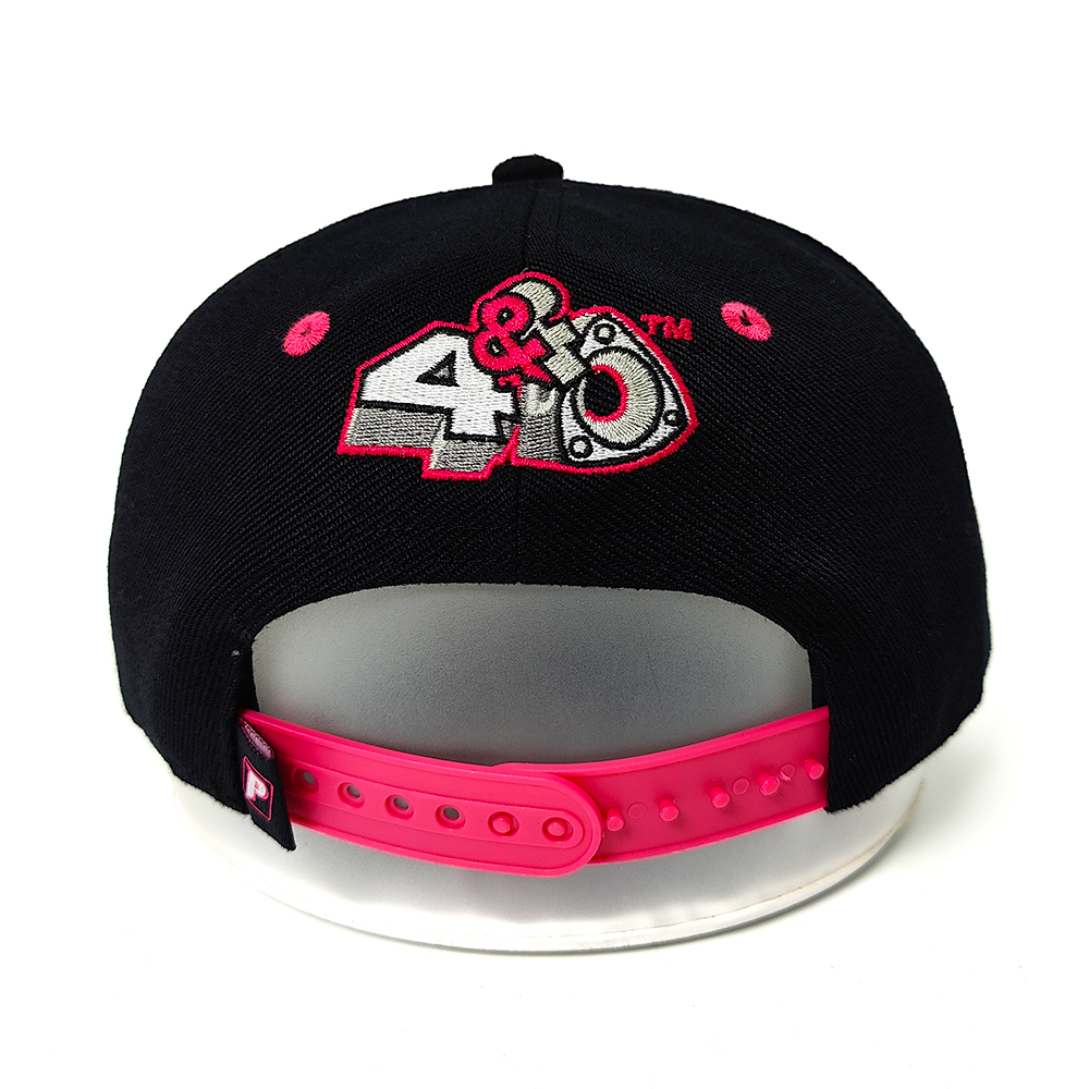 4&0 Snapback Hat with Red 3D Puff Embroidery – Black Speaker Edition