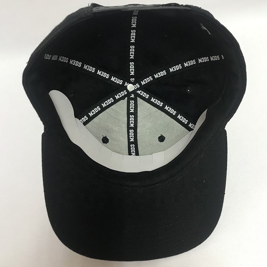 M3DS Embroidered Flat Brim Snapback Hat – Black 6-Panel Adjustable Cap