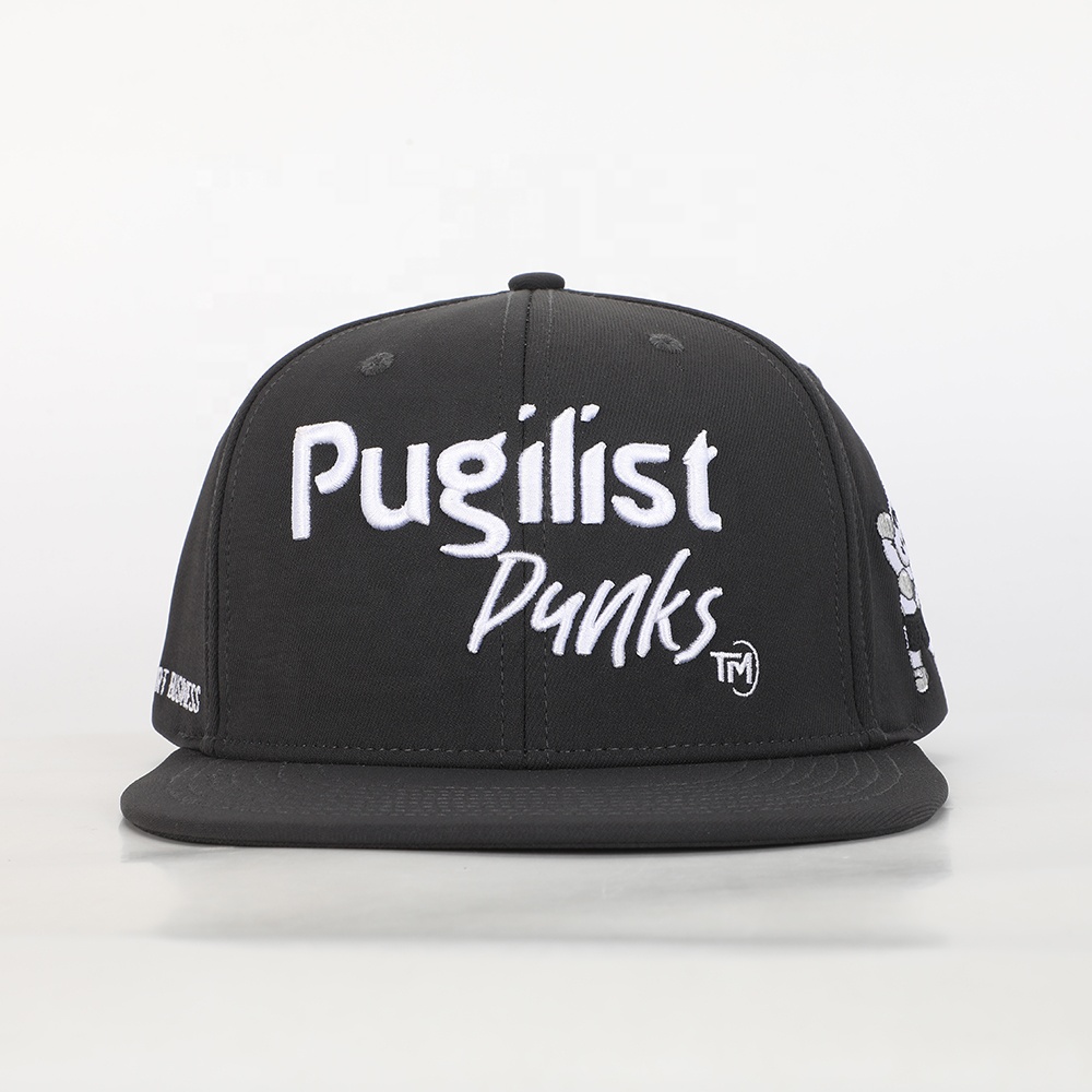 Pugilist Punks Black 6-Panel 3D Embroidered Flat Brim Snapback Cap