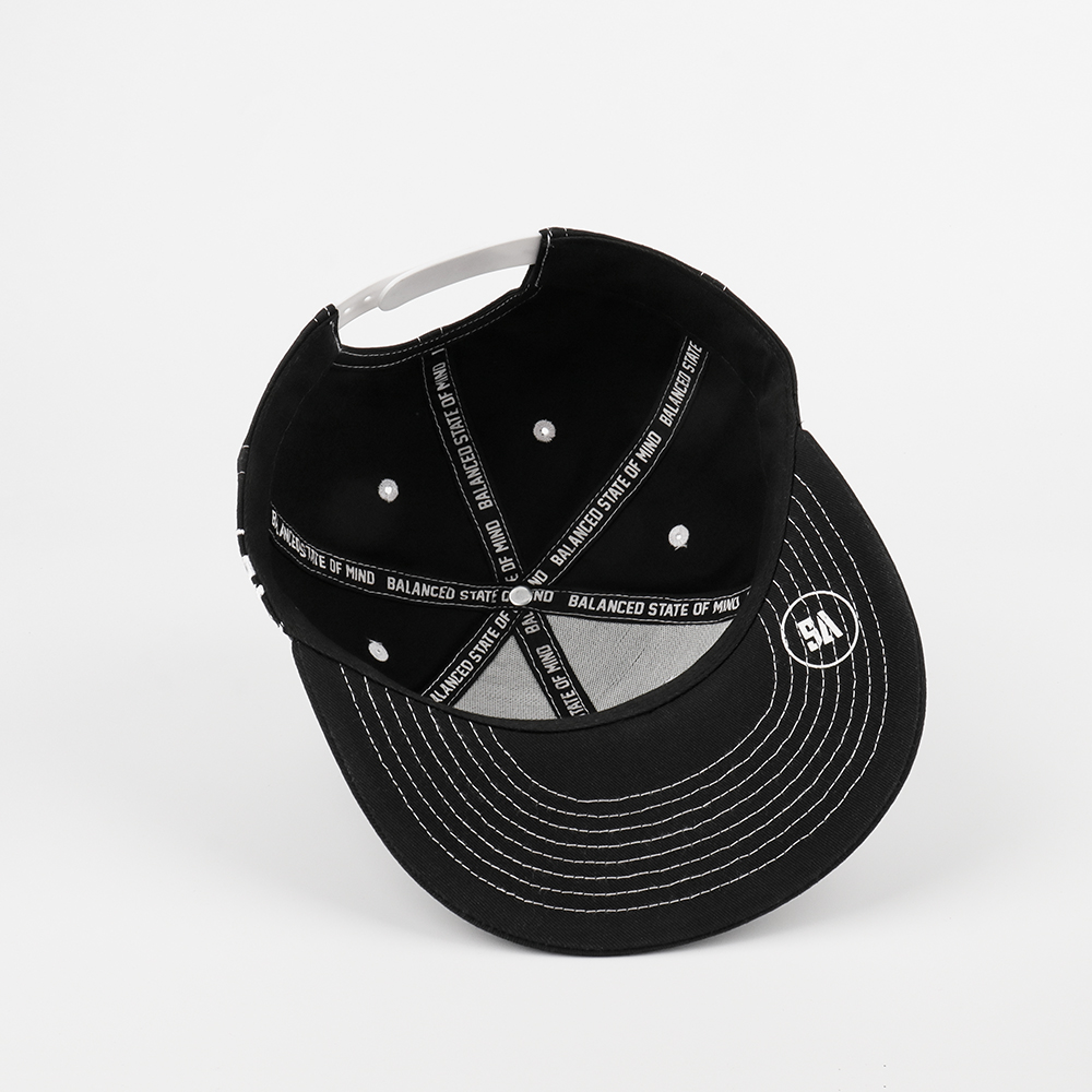 Custom 3D Embroidered Snapback Hat – Black 6 Panel Streetwear Design