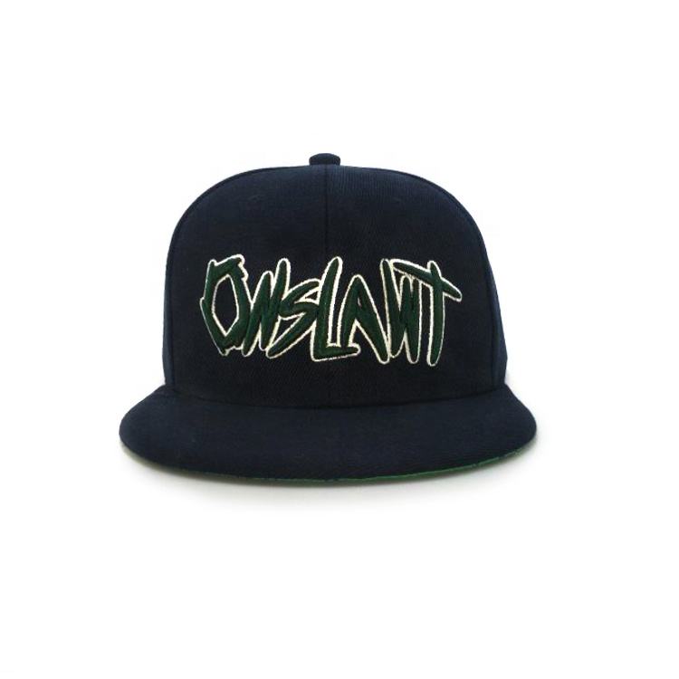 Black Flat Brim Cap with 3D Embroidered ONSLAWT Logo – Streetwear Style