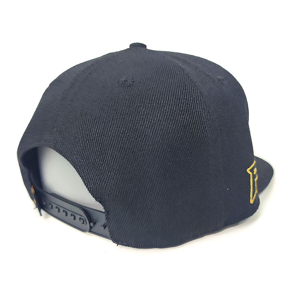 NZY Monogram Black Snapback Hat with Yellow Accent Embroidery