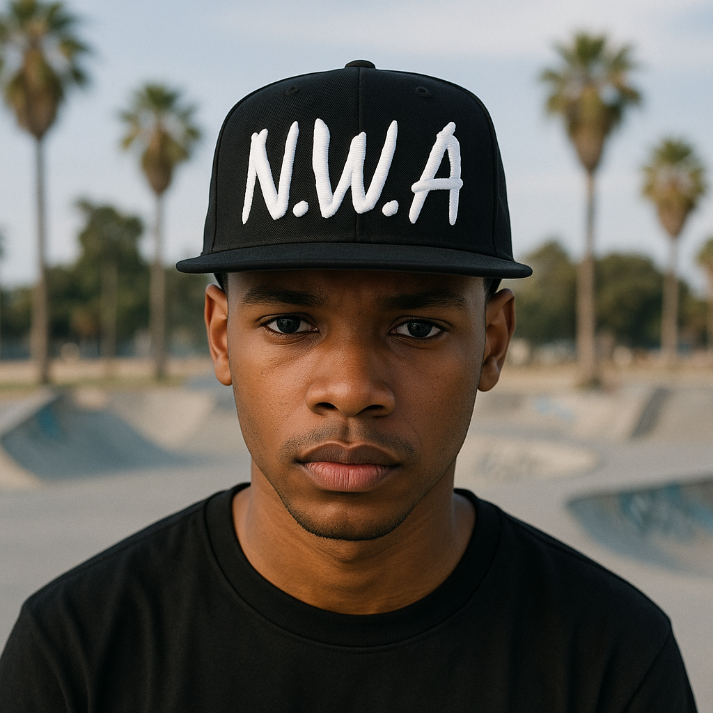N.W.A Letter Embroidered Flat Brim Snapback Hat