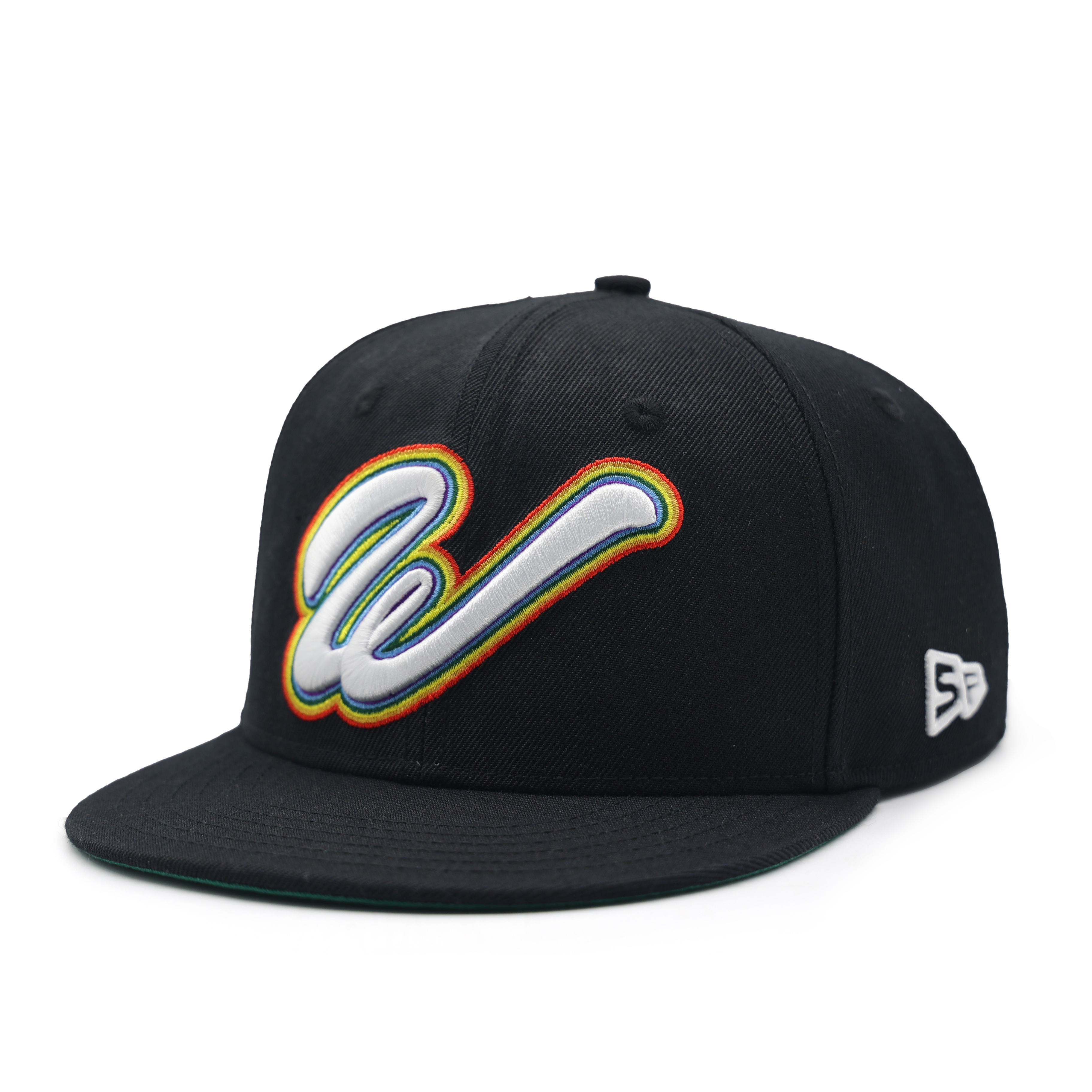 Premium Rainbow Logo Black Snapback Cap — Custom Streetwear Style