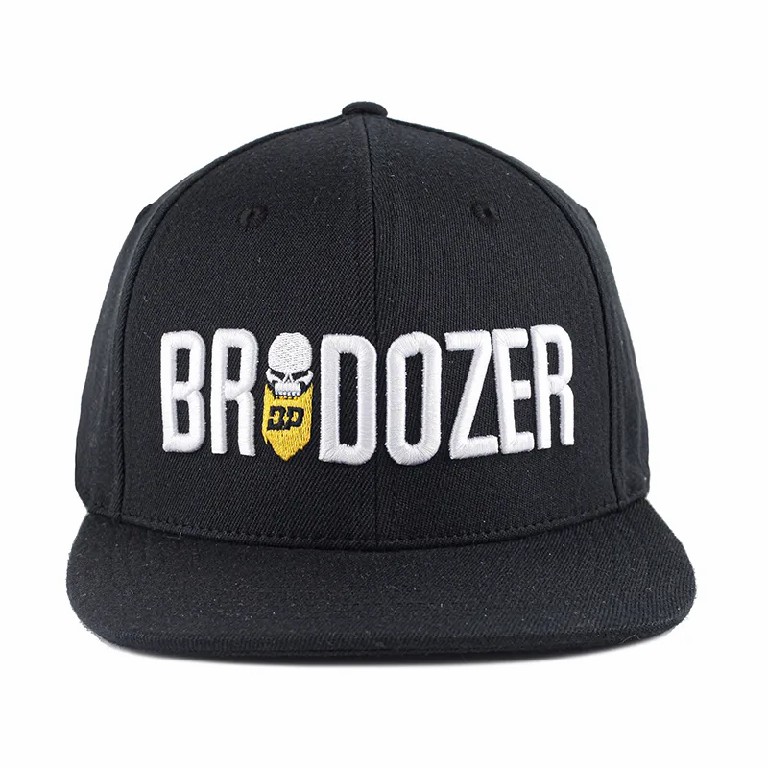 Branded Skull Logo Flat Brim Cap with 3D Embroidery