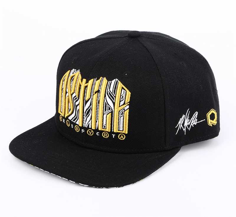 Black Snapback Hat with Graffiti Style 3D Embroidery – Urban Streetwear Cap