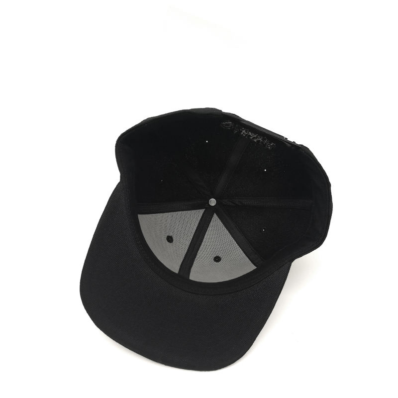 Geometric Logo 3D Embroidered Snapback Cap – Black 6 Panel Design