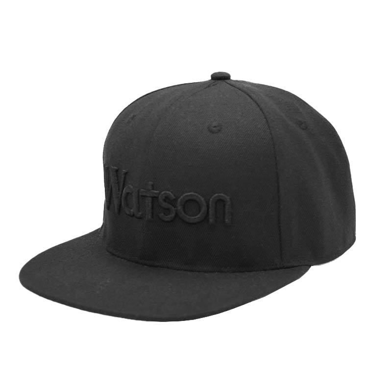 Watson Black 6 Panel 3D Embroidered Snapback Cap