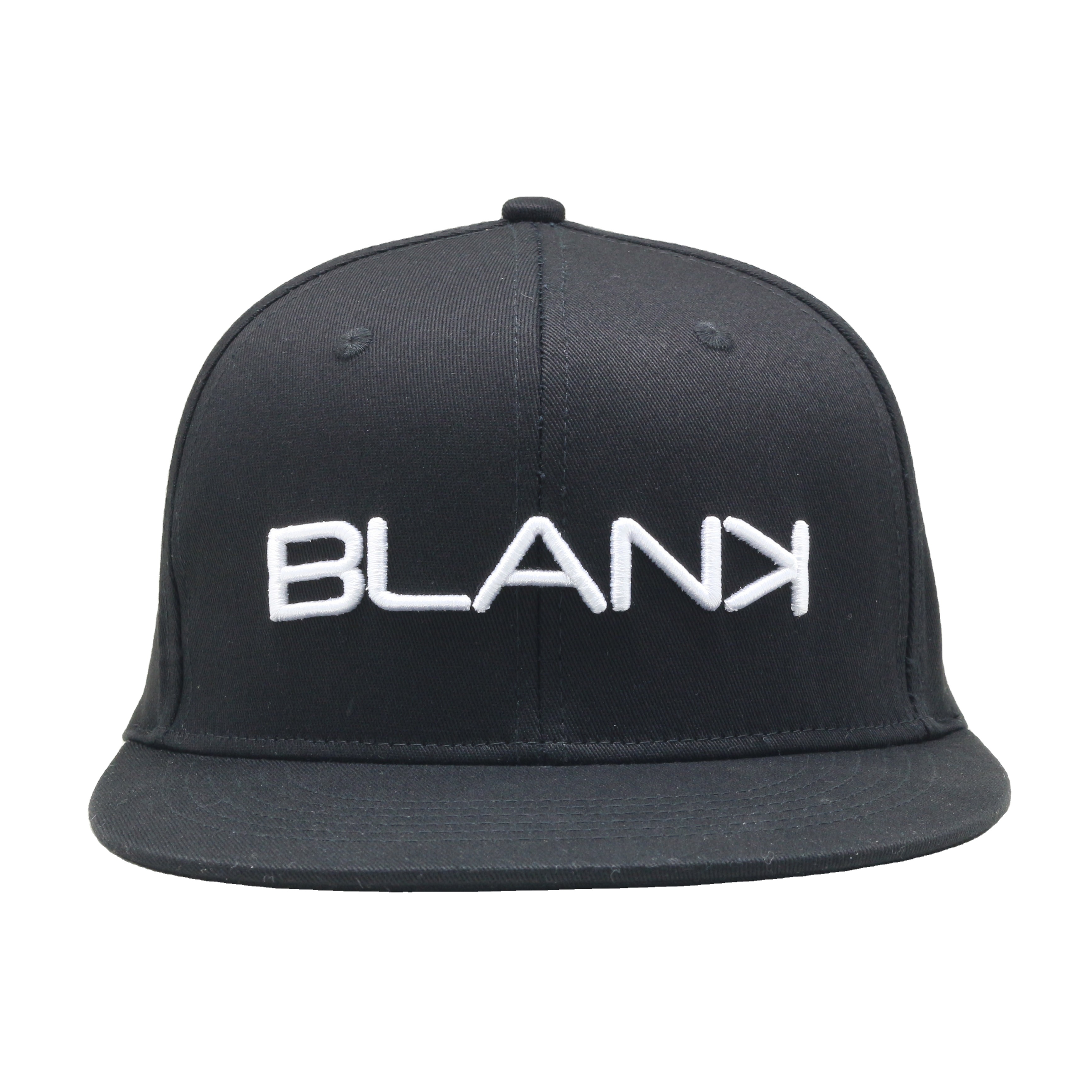 BLANK Text Embroidered Snapback Hat – Black 6-Panel Cap