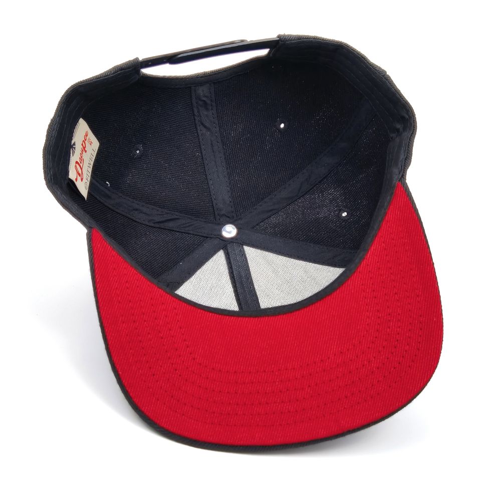 Red Text Custom Flat Brim Logo Hat
