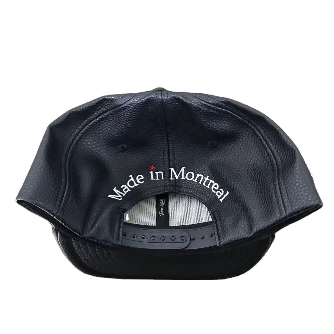Black Faux Leather Snapback Hat with 3D Pro·lifik Embroidery