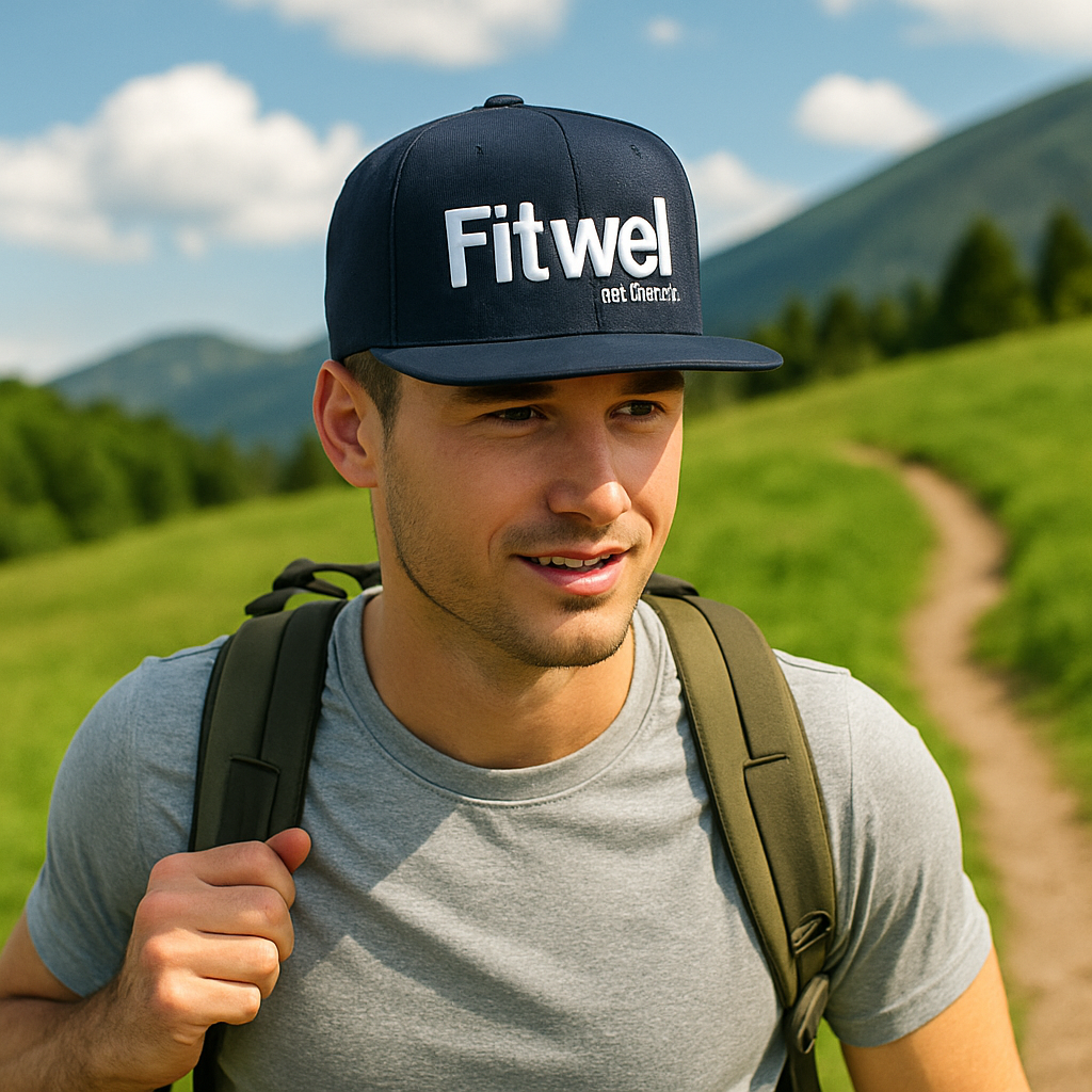 Fitwell Classic Flat Brim Snapback with White Embroidered Logo