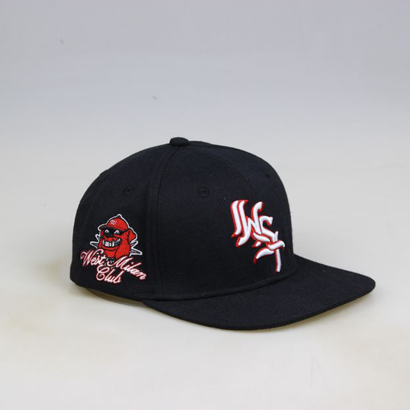 Bold Custom Red & White Logo Flat Brim Hat