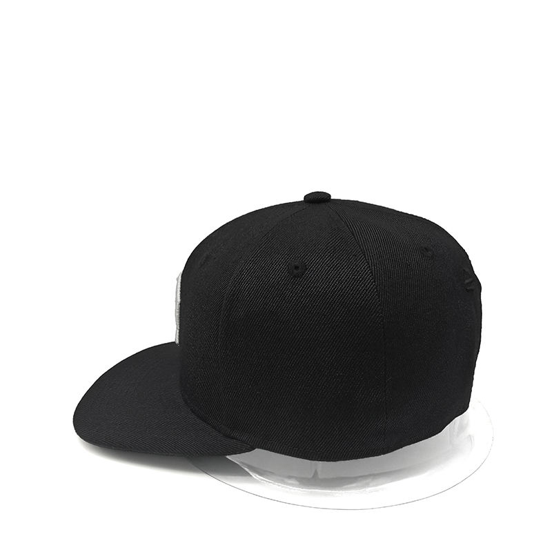 Geometric Logo 3D Embroidered Snapback Cap – Black 6 Panel Design
