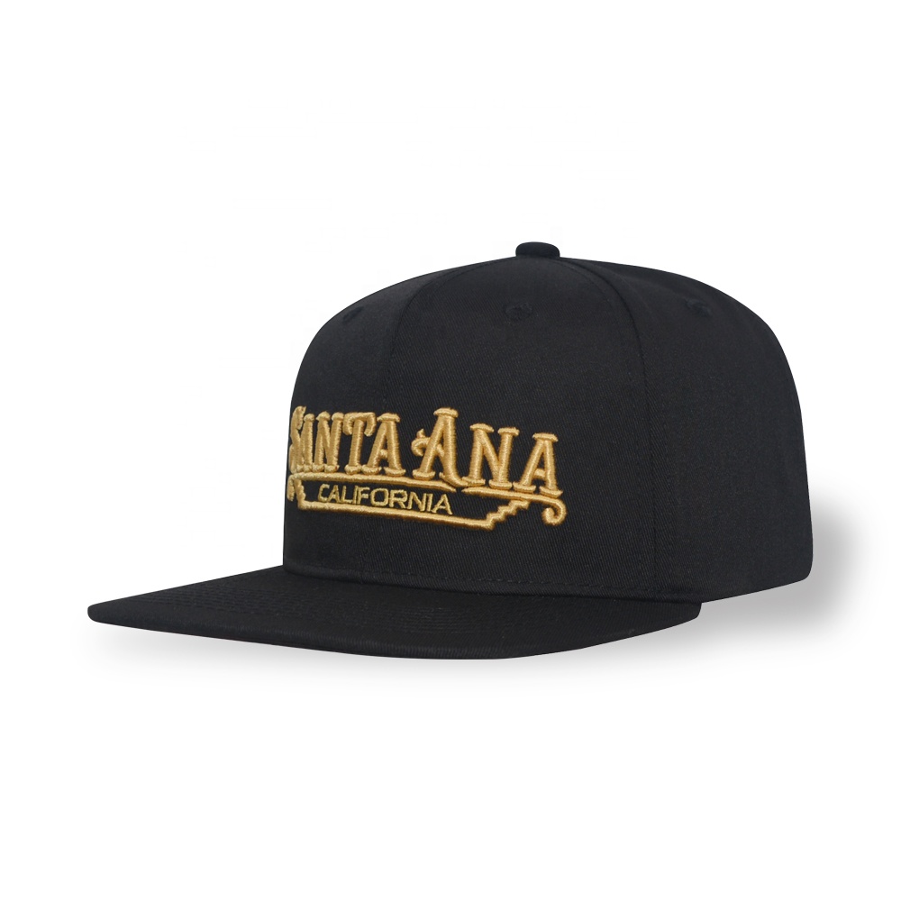 Santa Ana California Embroidered Snapback Hat – Classic Black Flat Brim Cap
