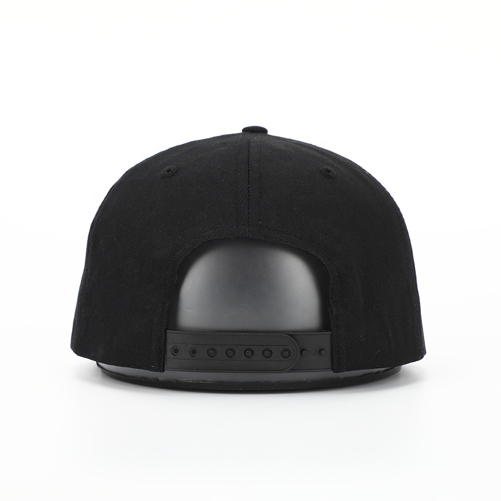 Black Snapback Cap with 3D Osaka Embroidery – 6 Panel Streetwear Hat
