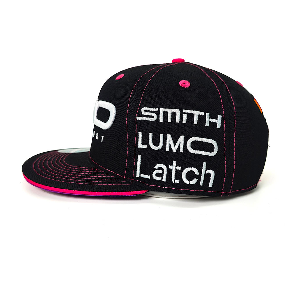 LUMO Motorsport Snapback Hat with 3D Embroidery – Black & Neon Pink