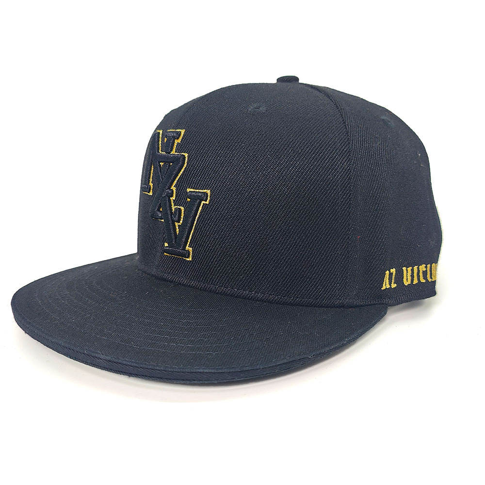 NZY Monogram Black Snapback Hat with Yellow Accent Embroidery